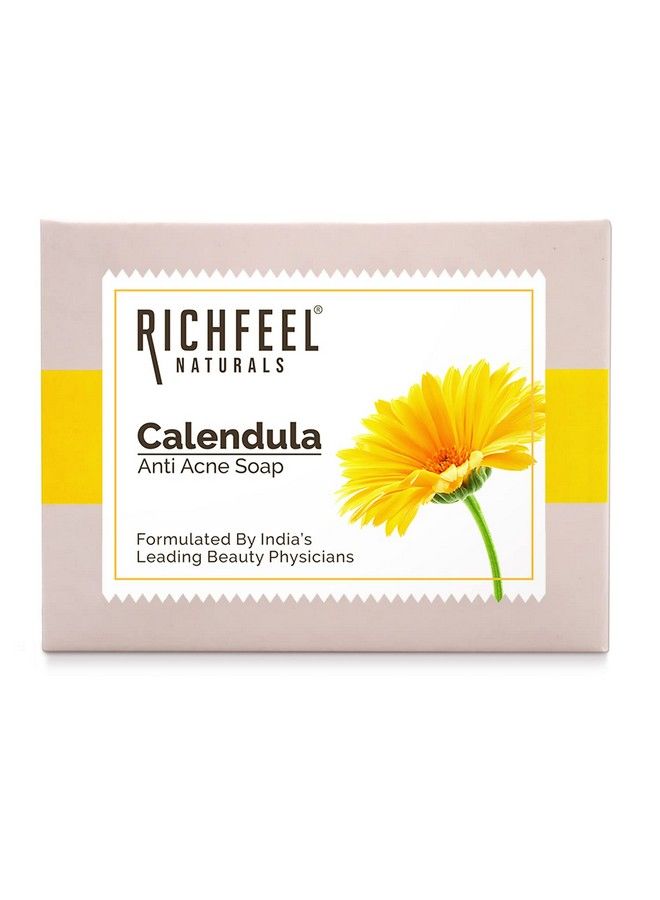 Richfeel Calendula Anti Acne Soap; Power Of Soothing Calendula Extracts; For Skin Prone To Acne & Blemishes; Physician Formulated; Helps Calm & Replenish Skin; 75 G (Pack Of 6) - Image 3