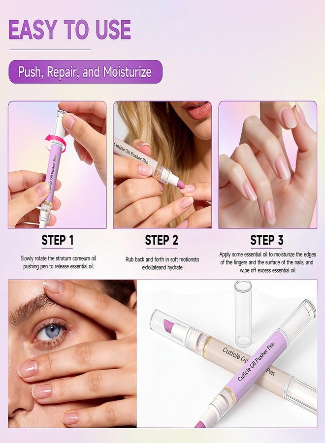 Ruistarhuan 2 Pcs 2-in-1 Cuticle Oil Pusher Pen - 2026 New Ceramic Cuticle Pen,No Leak Travel Size Cuticle Pusher Pen With Oil,Moisturizing And Brightening Instant Keratin Removal Tool For Dry Damaged Nails - Image 4