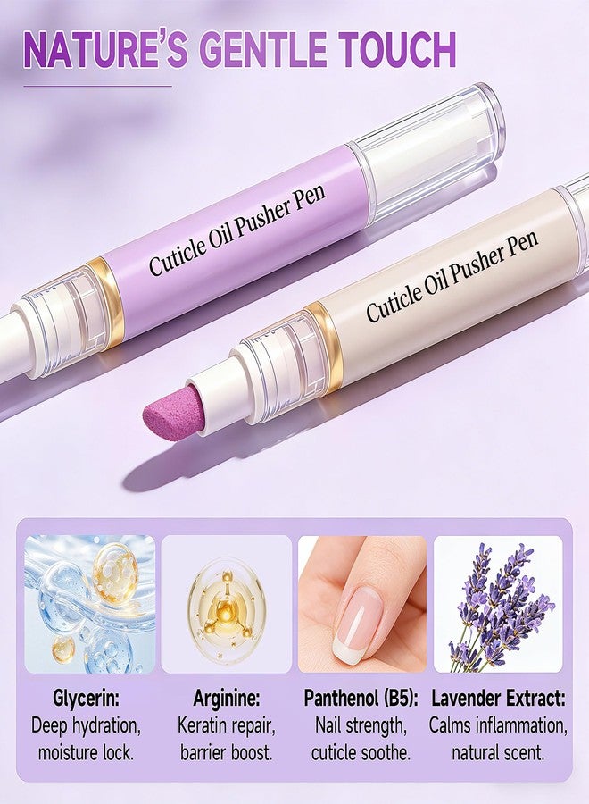 Ruistarhuan 2 Pcs 2-in-1 Cuticle Oil Pusher Pen - 2026 New Ceramic Cuticle Pen,No Leak Travel Size Cuticle Pusher Pen With Oil,Moisturizing And Brightening Instant Keratin Removal Tool For Dry Damaged Nails - Image 2