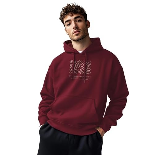 NOBERO Men's Cotton Blend Neck Hooded Regular Fit Sweatshirt (1M-TWHO-C0890_Maroon_Medium) - Image 1
