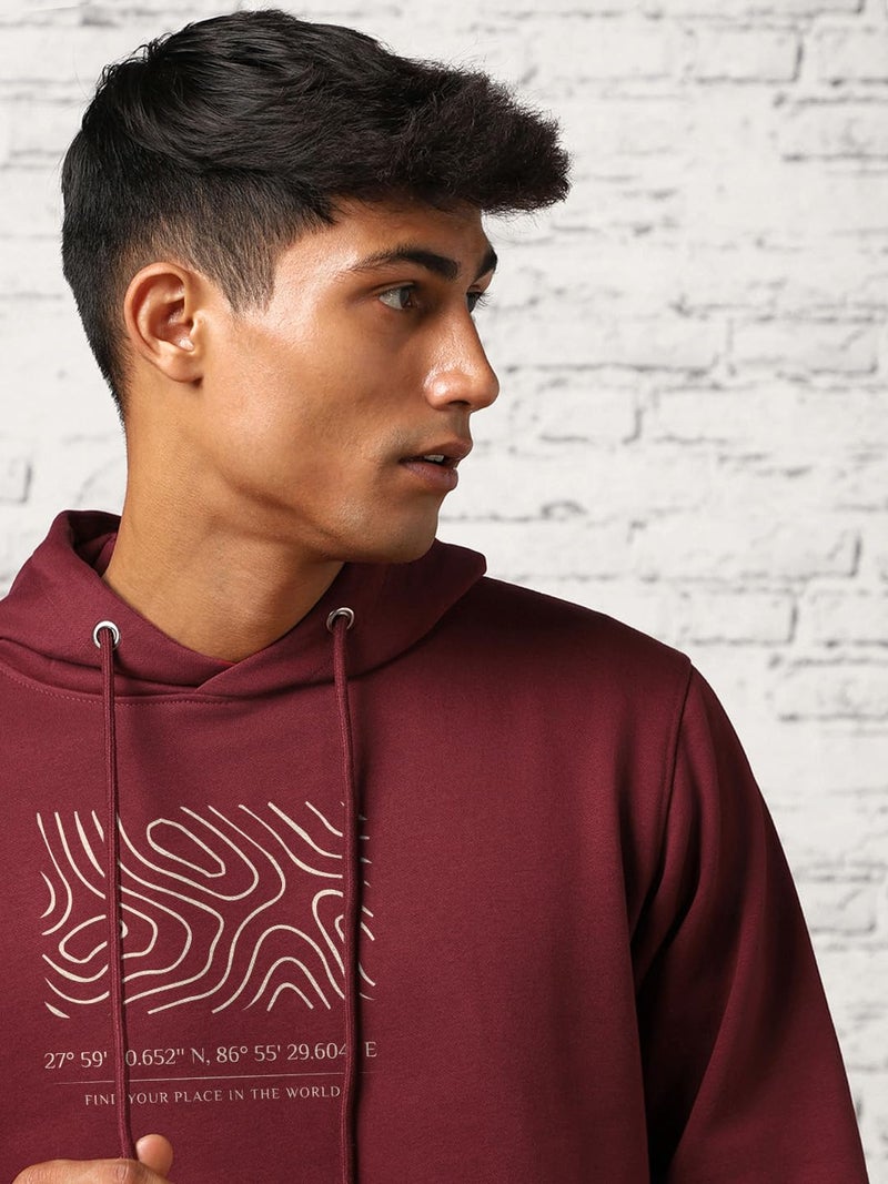 NOBERO Men's Cotton Blend Neck Hooded Regular Fit Sweatshirt (1M-TWHO-C0890_Maroon_Medium) - Image 5