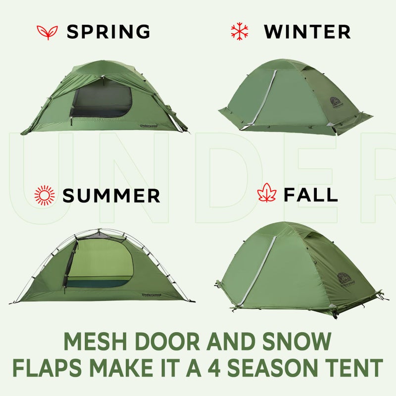 Underwood Aggregator 1-Person Backpacking Tent for 4-Season - Winter Waterproof Tent for One Person, Lightweight Camping Gear for Backpacking, Easy Set Up Cold Weather Essentials by Underwood Aggregator - Image 2