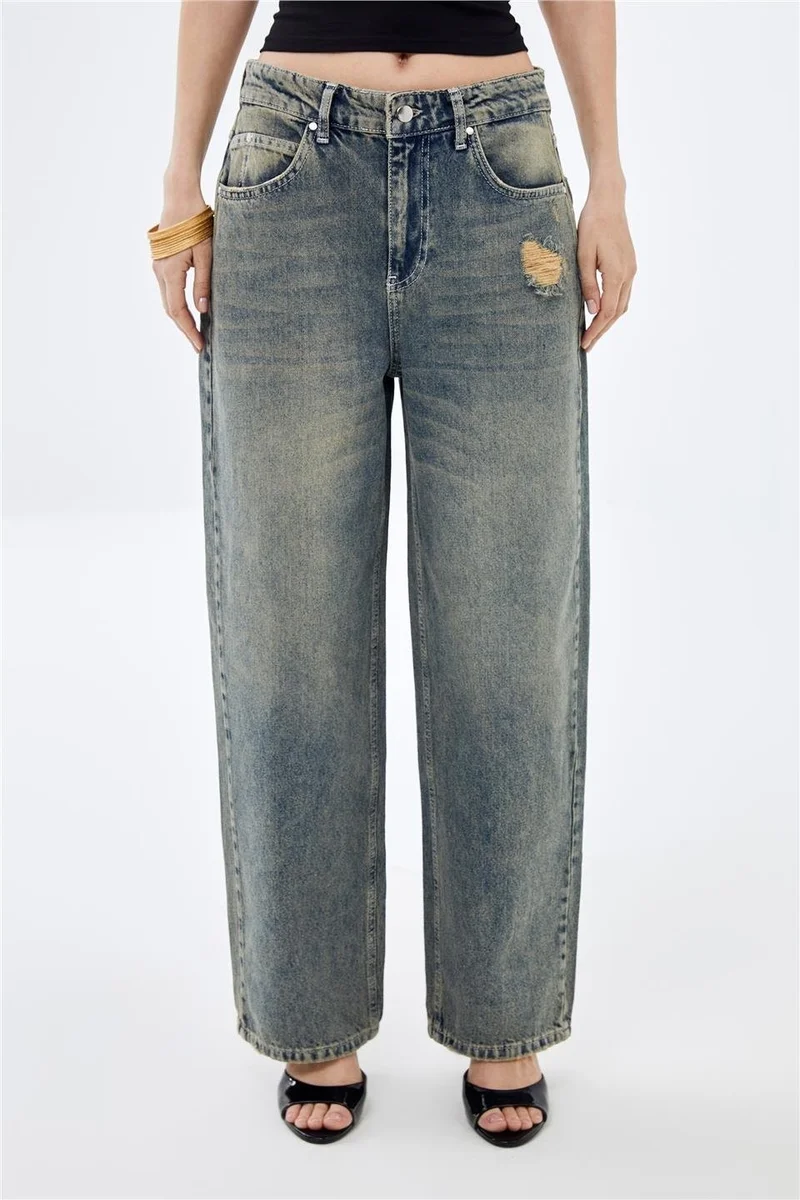 Pieces Of Melon Blue Low Waist Wide Leg Vintage Sustainable Denim Jeans