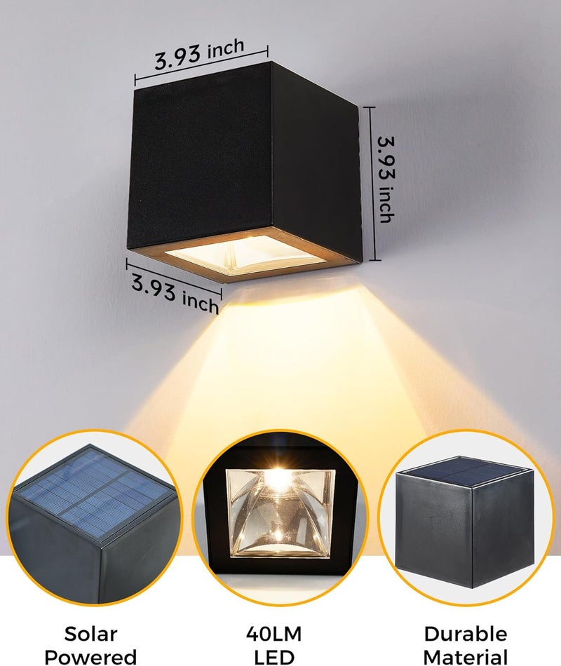 LUHLEE Solar Wall Lights Outdoor,Square Modern Solar Wall Sconce IP65 Waterproof Down Lighting Outdoor Lights for House,Porch,Garden,Yard, Patio,Fence Decor - Image 4
