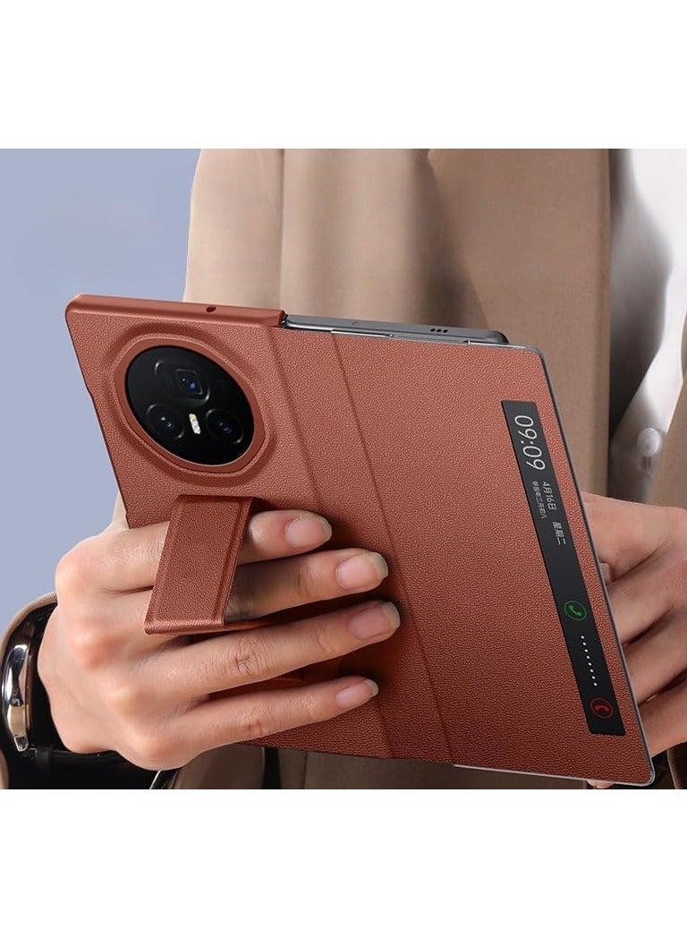 general Honor Magic V3 (2024) Case, Magnetic Drop and Shock Resistant Flip Cover, Leather Slim Protective Cover with Auto Sleep/Wake and Wrist Strap