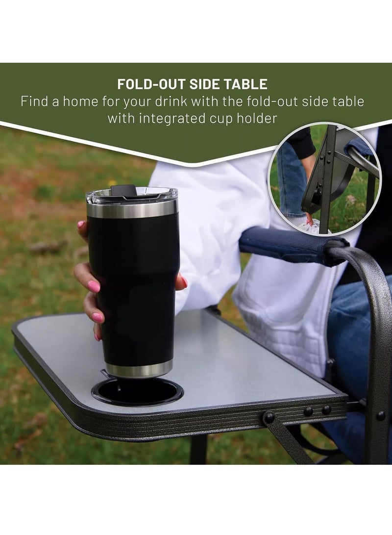 GO2CAMPS Premium Heavy-Duty Director Camping Chair with Foldable Side Table | Built-In Cup Holder Outdoor Chair for Camping, Hiking, Picnic, Fishing, Beach, Tailgating and Backyard Lounging and Events - Image 5