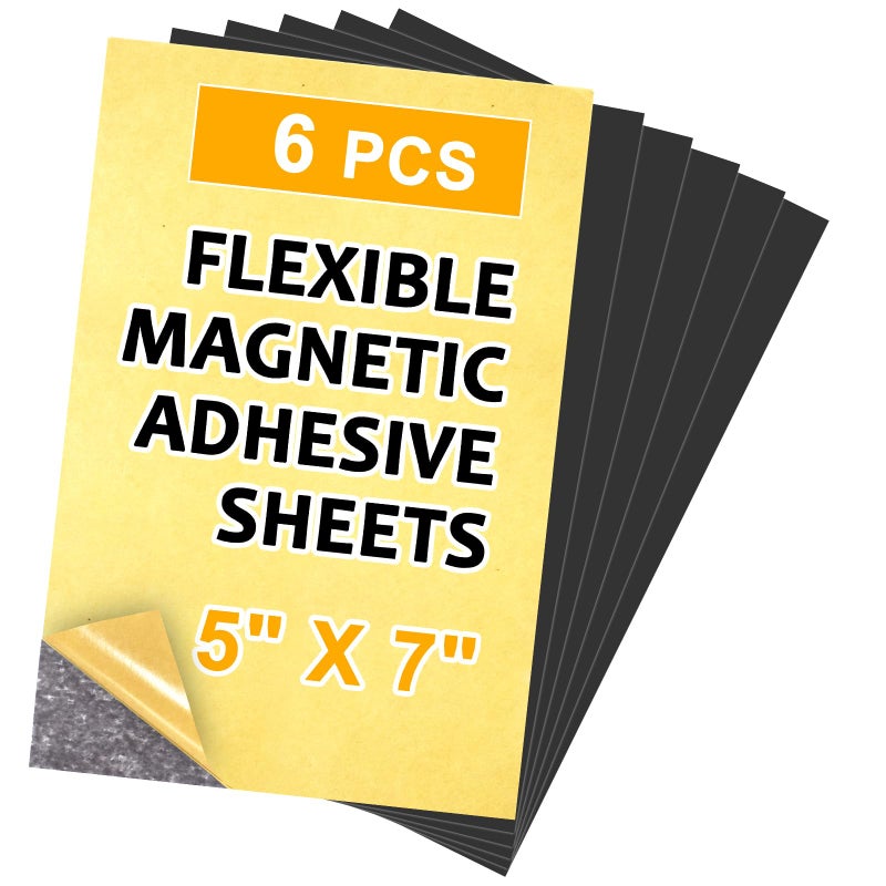 Towjug Flexible Magnet Adhesive Sheets, 5" x 7", 6 PCS, Magnetic Paper for Postcards Photos Display - Image 1