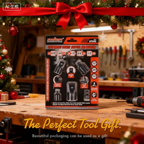 HORUSDY 5-Piece Impact Socket Adapter and Reducer Set, 1/4-Inch Hex Shank Socket to Drill Adapter 1/4", 3/8", and 1/2" Impact Driver Adapter for Power Drill & Impact Driver - Image 2