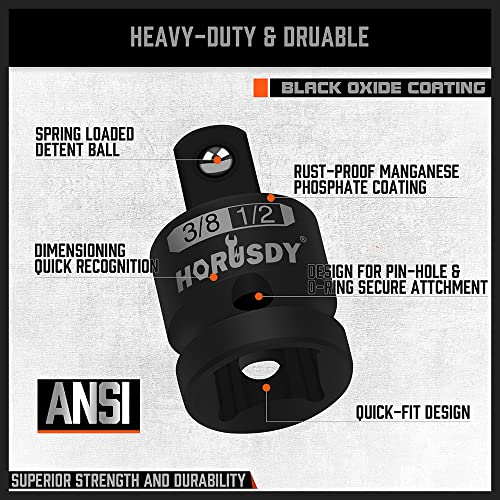 HORUSDY 5-Piece Impact Socket Adapter and Reducer Set, 1/4-Inch Hex Shank Socket to Drill Adapter 1/4", 3/8", and 1/2" Impact Driver Adapter for Power Drill & Impact Driver - Image 4