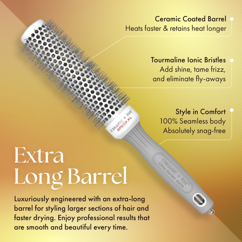 Olivia Garden Ceramic + Ion Speed XL - Extra-Long Round Thermal Hair Brush - Not Electrical - Professional Blowout Brush for Normal to Thick Hair - 1 3/8"- Diameter Barrel - CIXL-35 - Image 2