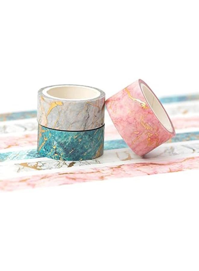 Generic Washi Tape Set 3 Rolls Gold Veins Washi Tape Gorgeous Foil Masking Tape Set Decorative For Arts Diy Crafts Journal Supplies Planners Scrapbook Card Gift Wrapping Marbling Patterns  - Image 2