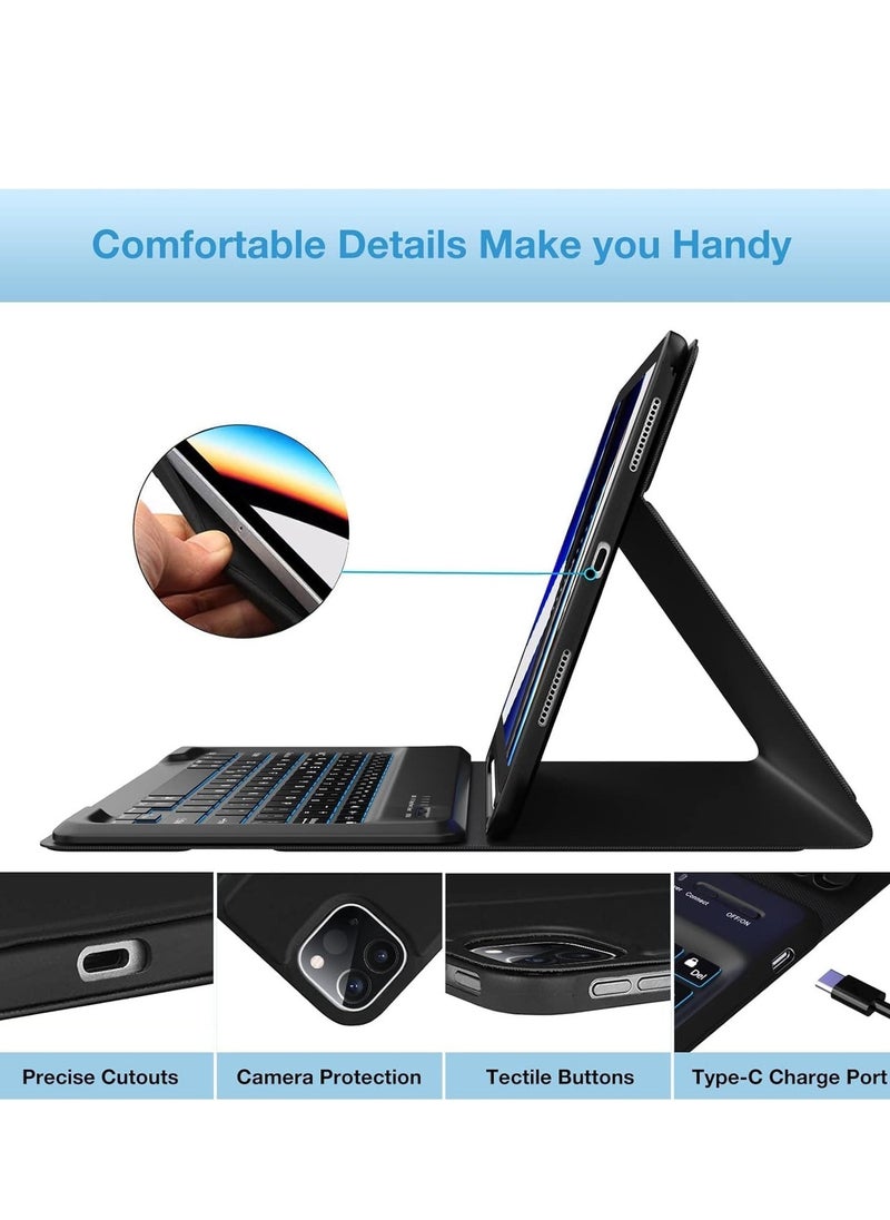 JAJEEK Case for iPad Air 13 inch (M2, 2024) & iPad Pro 12.9 inch (6th/5th/4th/3rd Gen) – Detachable Wireless Bluetooth Keyboard with Pencil Holder, Premium Folio Case, Magnetic Stand, Black - Image 1