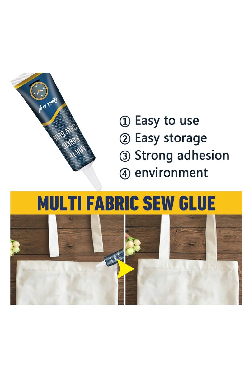 JUE-FISH Quick Dry Multi-Fabric Sew Glue, Fabric Glue Permanent Clear Washable For Patches Drying Waterproof Fabric Adhesive Glue For All Fabrics, Clothes, Cotton, Flannel, Denim, Leather, Polyester Repair - Image 3