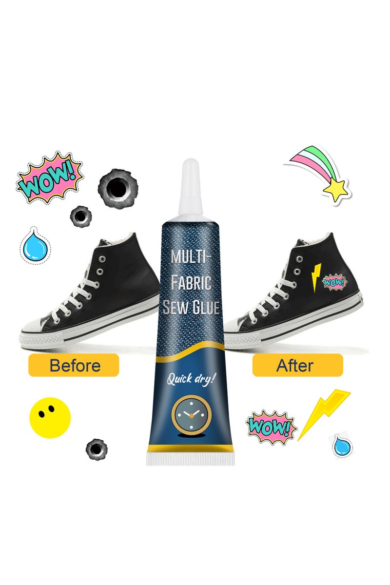 JUE-FISH Quick Dry Multi-Fabric Sew Glue, Fabric Glue Permanent Clear Washable For Patches Drying Waterproof Fabric Adhesive Glue For All Fabrics, Clothes, Cotton, Flannel, Denim, Leather, Polyester Repair - Image 4