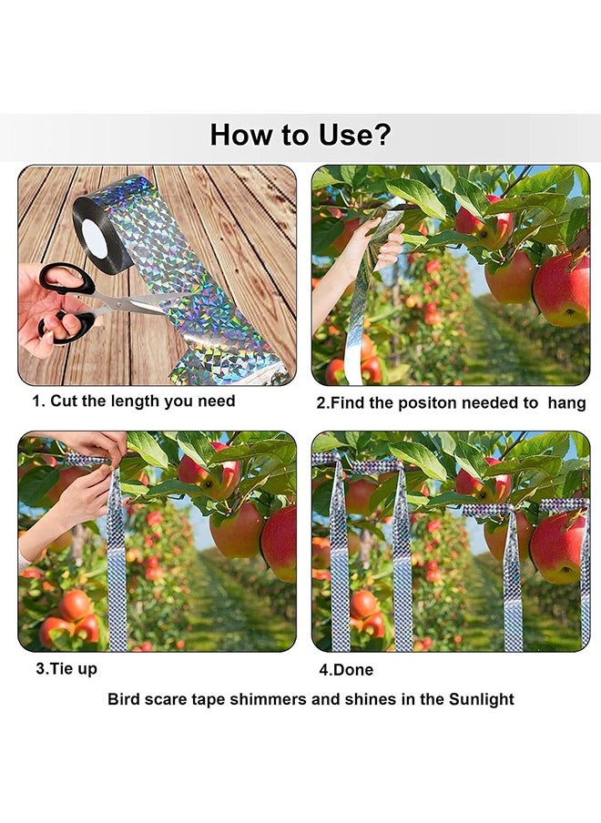 Arabest 2PCS Bird Reflective Tape 4.8CMx110M Double Sided Repellent Scare Tape Bird Flash Ribbon for Garden, Farm, Orchard or Courtyard  - Image 3