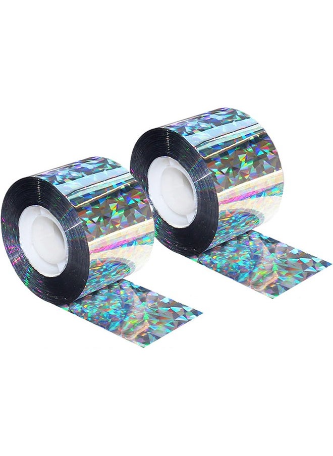 Arabest 2PCS Bird Reflective Tape 4.8CMx110M Double Sided Repellent Scare Tape Bird Flash Ribbon for Garden, Farm, Orchard or Courtyard  - Image 1