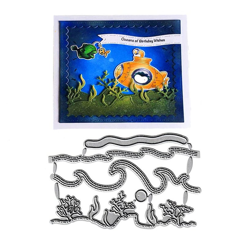 Sea Wave Cutting Dies Coral Seaweed Die Cuts Metal Embossing Stencils Template Mould for Card Scrapbooking and DIY Craft Album Paper Card Decor