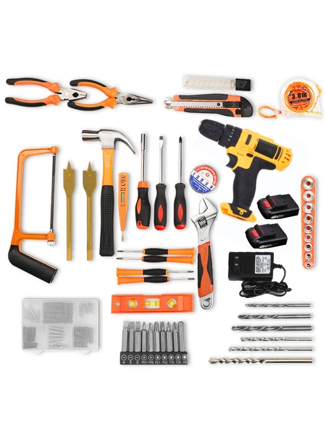 ALongDeng 128PCS Cordless Drill Set 36V Electric Drill Tool Kit with 3/8" Keyless Chuck of Metal 25 Clutch with Impact 2 Variable Speed Professional Household Home Tool Kit Set - Image 2