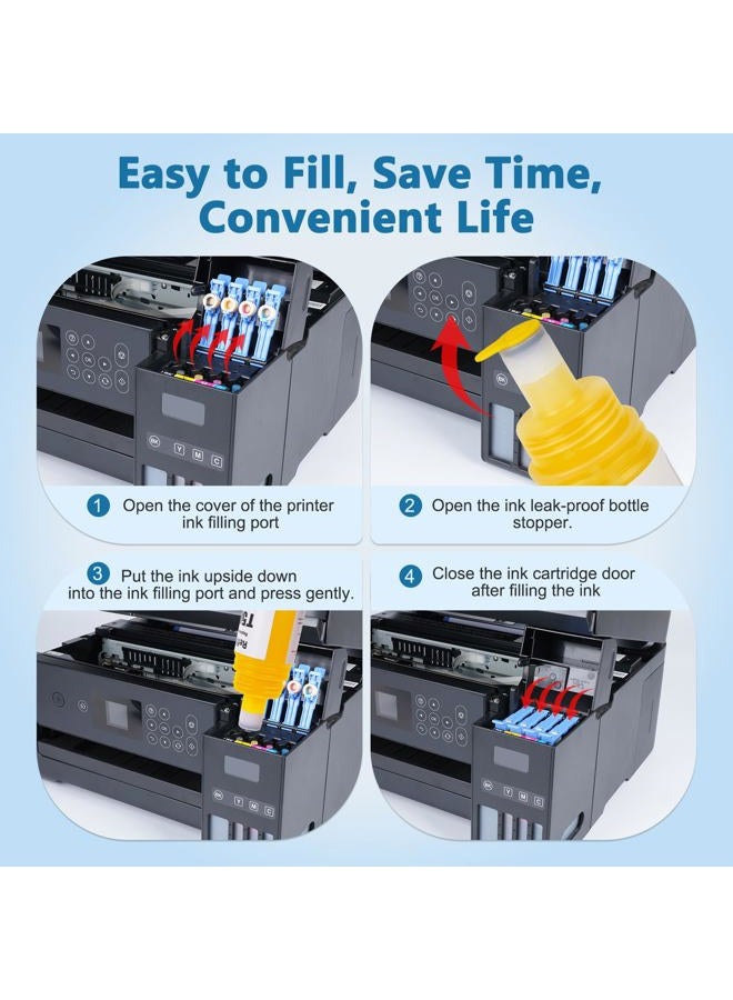 DEEIYUER 502 Ink Refill Bottles ET-2850 ET-3850 ET-15000 ET-4850 Replacement for Epson 502 Color Ink Compatible for Ecotank ET 2850 ET 3850 ET-4760 ET-2760 ET-3830 ET 15000 ET 4850 ET-3843 2750 4750 Printer - Image 4
