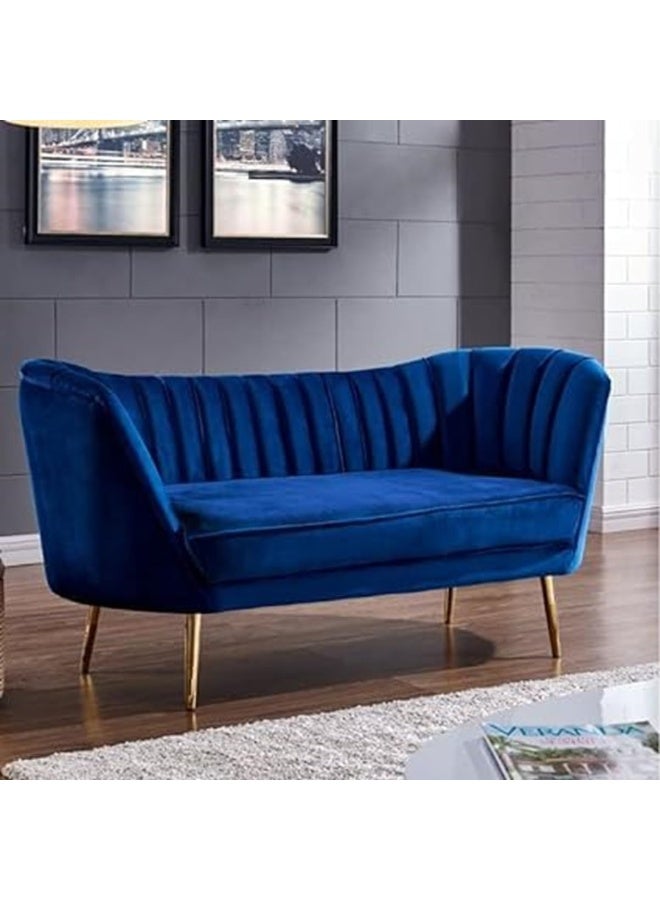 Comfynest Mid-Century Modern Chesterfield Sofa in Velvet with Sleek Golden Metal Legs - Ideal for Living Room, Bedroom, or Office Use (Blue, 3 Seater)  - Image 1