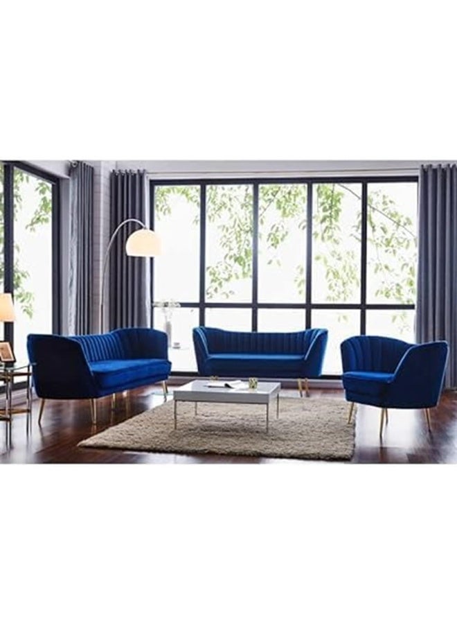 Comfynest Mid-Century Modern Chesterfield Sofa in Velvet with Sleek Golden Metal Legs - Ideal for Living Room, Bedroom, or Office Use (Blue, 3 Seater)  - Image 4