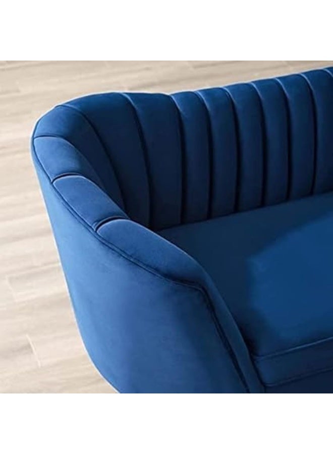 Comfynest Mid-Century Modern Chesterfield Sofa in Velvet with Sleek Golden Metal Legs - Ideal for Living Room, Bedroom, or Office Use (Blue, 3 Seater)  - Image 5