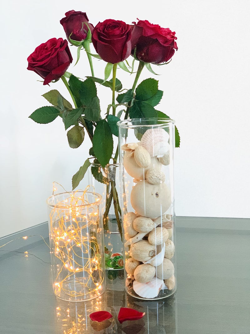 LABZIO Home Flower Vase – Borosilicate 3.3 Hand-Blown Transparent Glass (7.5 Inch) – Elegant Diwali Home Decor, Festive Floral Display, Pooja Room & Living Room Decorative Vase - Image 3