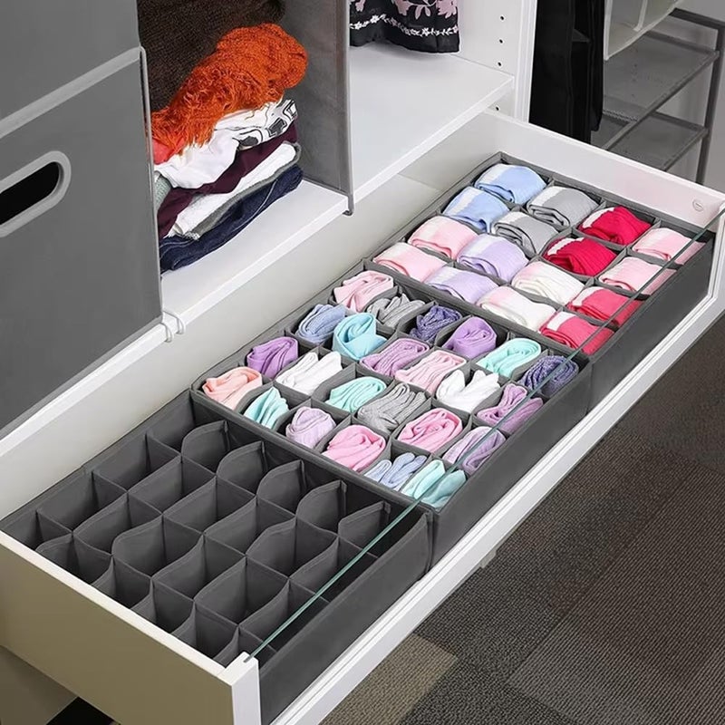 Evona NonWoven 24 Cell Foldable Drawer Organizer For Wardrobe Clothes Undergarment l Underwear Case l Sock Storage Box l Divider Storage Box Socks Bra Tie And Scarfs - Image 2