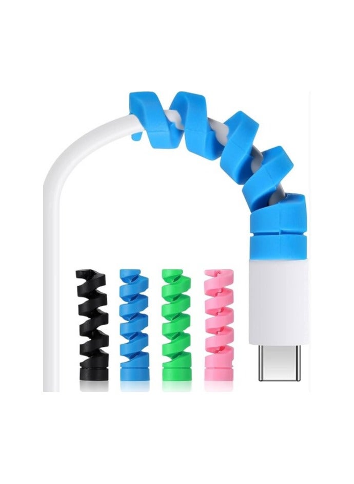 Silicone Charger Cable Protector 3 Packs, Total of 12 Pieces - Silicone Cable Protector with Coiled System for Spiral Cable Wire, Protective Cover Case for Earphones, Mouse and USB Charger Cable for Mobile - Colorful Cute Spiral Cable Protector to Protect Charger Cord and Data Line for Mobile - USB Cable Protector Cover B for Earphone - Data Charger Cord Cover and Headphone Wrap Line - Rubber Protective Cover with Chain Cover for Cell Phone Data Cable, Multiple Colors (Comes in Random Color)  - Image 5