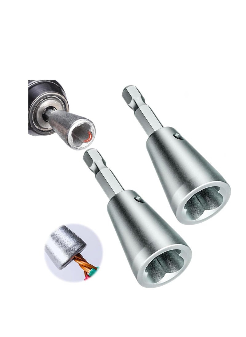 Excefore Wire Twister Tool, 2 PCS Wire Cap Nut Twister, Wire Twisting Tool, Spin Twisting Wire Connector Socket, Wire Twister Tool for Drill, Wire Stripper Tool, Wire Stripping Tool for Drill  - Image 1