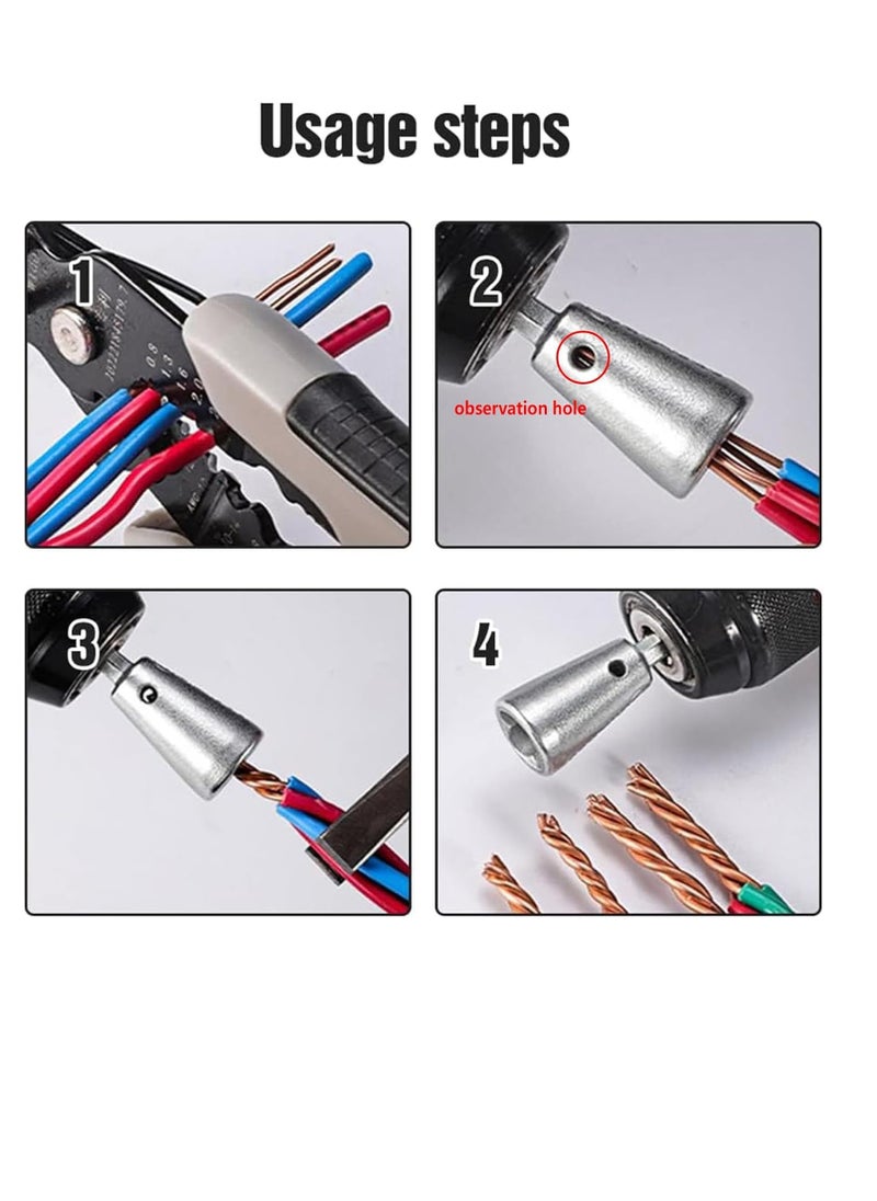 Wire Twister Tool, 2 PCS Wire Cap Nut Twister, Wire Twisting Tool, Spin Twisting Wire Connector Socket, Wire Twister Tool for Drill, Wire Stripper Tool, Wire Stripping Tool for Drill