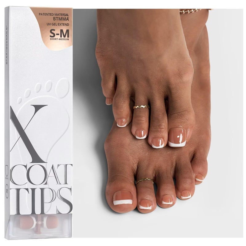 BTArtboxnails XCOATTIPS Toe Nail Tips  160Pcs French Toe Nail Press Ons Short Brown Soft Gel Toe Nail Tips Soak Off Press On Toenails for Women