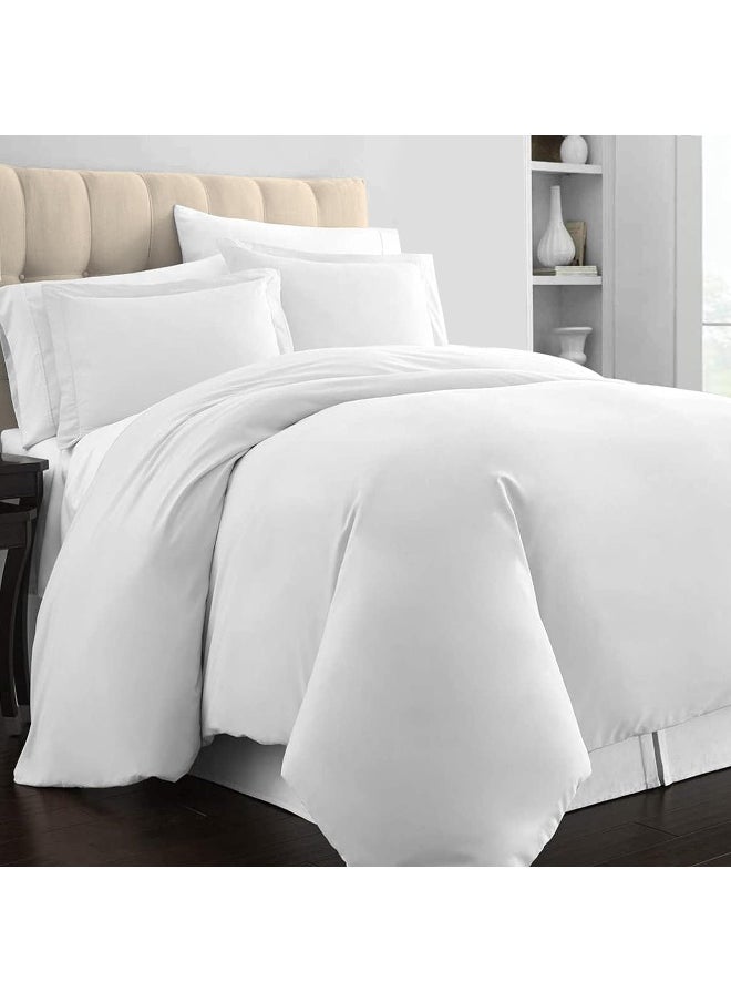 sulfar Sulfar Pure Combed Cotton Duvet Cover King Size 260 x 220 cm, Bright White, 400 Thread Count Cool Breathable 100% Long Staple Cotton Sateen Weave Quilt Cover with 2 Pillowcases (Cotton Bedding Set)  - Image 1