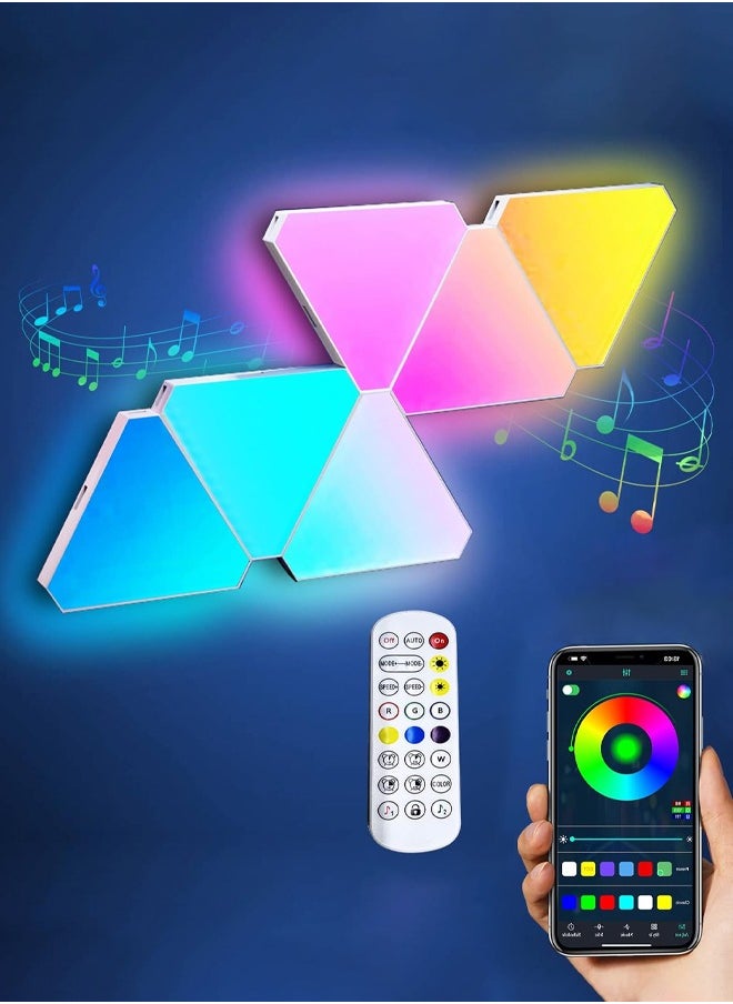 Generic - Triangle LED Light Panels Triangle Lights with 6 Connection Ports Real RGBIC Gaming Lights for Gaming Setup Smart Wall Lights for Bedroom App Control Music Sync for Gaming Room Streaming 6 Pack - Image 1