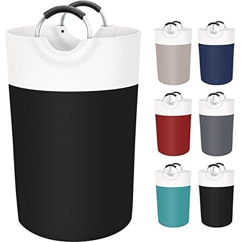 BlissTotes Laundry Basket, Laundry Hamper, Collapsible Laundry Baskets, Dirty Clothes Hamper, Waterproof Laundry Basket with Foam Protected Aluminum Handles for College Dorm, Family 115L (Black) - Image 1