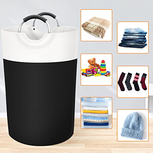 BlissTotes Laundry Basket, Laundry Hamper, Collapsible Laundry Baskets, Dirty Clothes Hamper, Waterproof Laundry Basket with Foam Protected Aluminum Handles for College Dorm, Family 115L (Black) - Image 4
