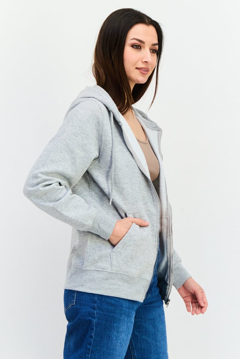 JUICE Women Hooded Heather Long Sleeve Sweatshirt, Grey Heather - Image 2
