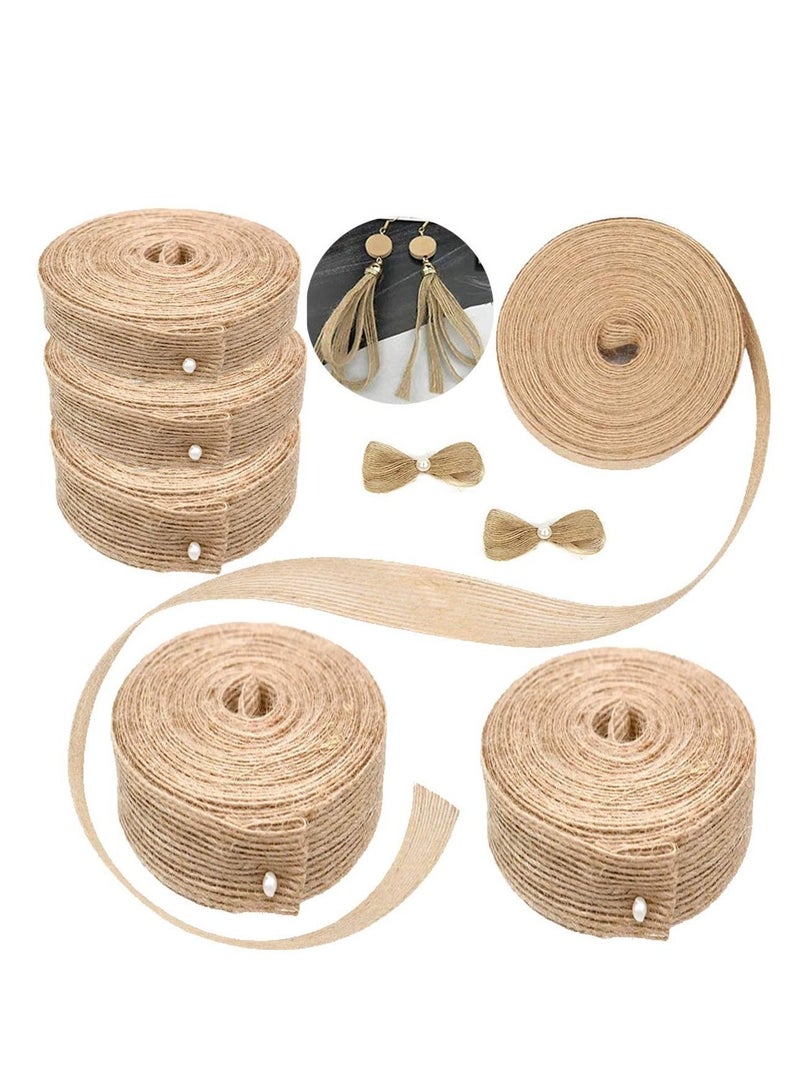 Y&D 6 Rolls Jute Ribbon, Hessian Fabric Ribbons, Natural Burlap Craft Ribbon for DIY Crafts Wedding Party Decoration House Gifts (1.5cm,2cm,3cm) - Image 1