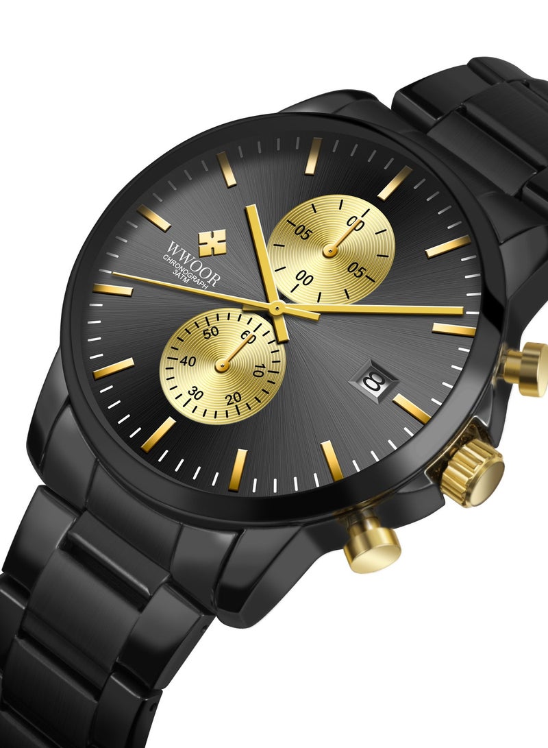WWOOR Watches for Men Watch Quartz Luxury Stainless Steel Water Resistant Chronograph Watch - Image 2