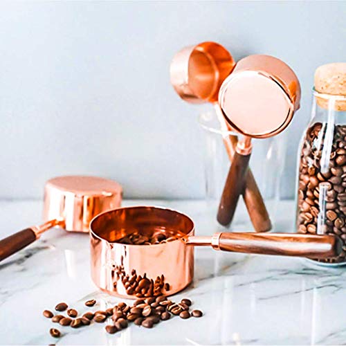 VIHAX 8PCS Stainless Steel Measuring Cups and Spoons Copper Engraved Measuring Spoon and Cup Set with Walnut Wood Handle for Dry, Liquid Ingredients Cooking Baking (Measuring Spoon and Cups) - Image 3