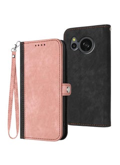 For Sharp Aquos sense7 SH-53C / SHG10 Side Buckle Double Fold Hand Strap Leather Phone Case(Pink)