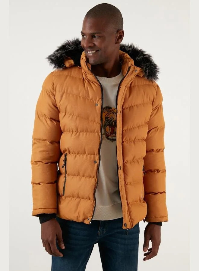 Buratti Buratti Slim Fit Faux Fur-Lined Padded Jacket with Removable Hood for Men - JACKET 5761080 B