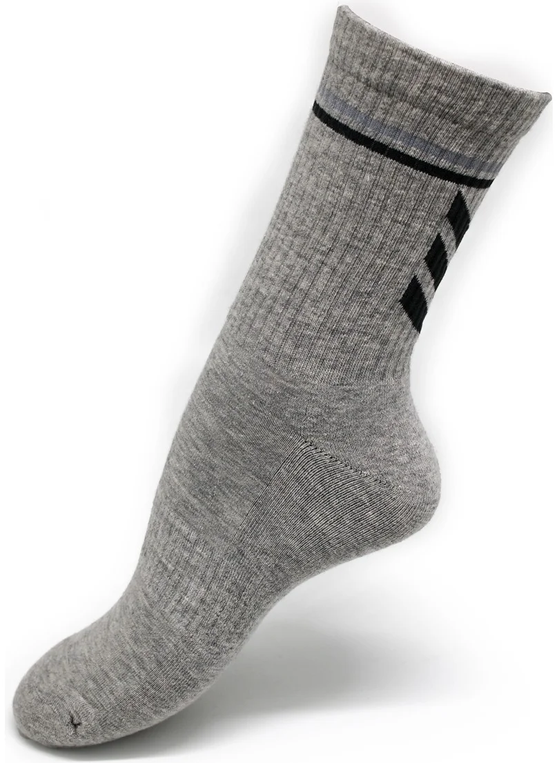 دايكو Gray Melange Patterned Towel Sole Sports Socks