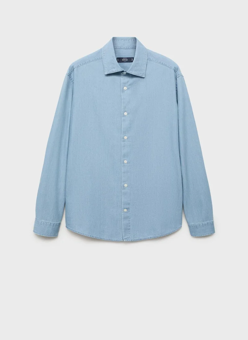 Mango Man cotton chambray shirt