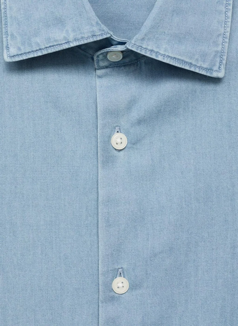 Mango Man cotton chambray shirt