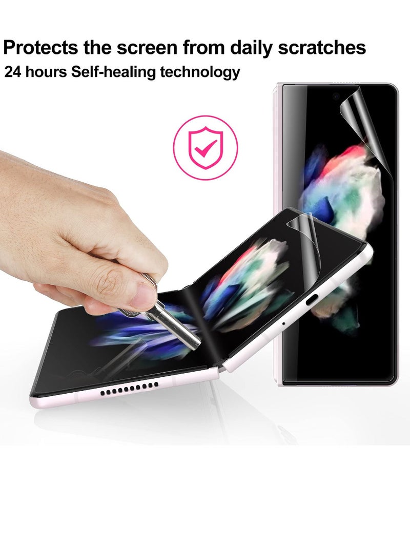 SYOSI 2 Pack Soft Front Screen Protector, 2 Pack Inside Screen Protector, 2 Pack Back Screen Protector Compatible with Samsung Galaxy Z Fold 3 5G 2021, Bubble-Free Case Friendly - Image 5