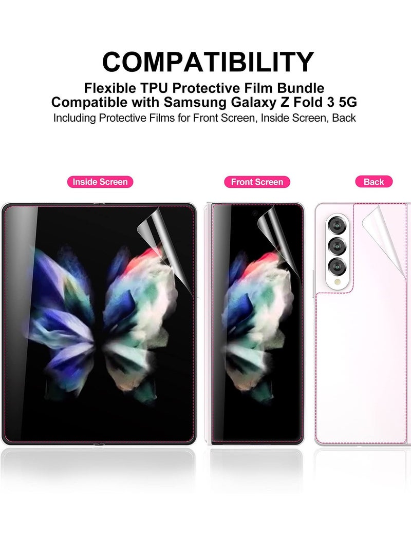 SYOSI 2 Pack Soft Front Screen Protector, 2 Pack Inside Screen Protector, 2 Pack Back Screen Protector Compatible with Samsung Galaxy Z Fold 3 5G 2021, Bubble-Free Case Friendly - Image 2