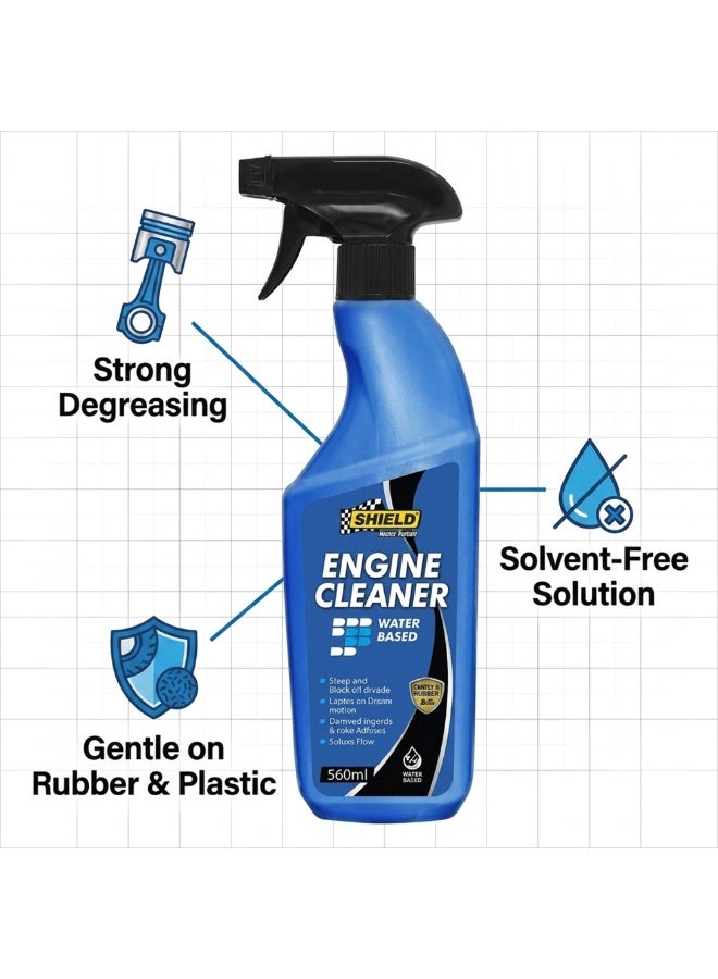 Shield Water Based Engine Cleaner Solvent Free Degreaser Powerful Engine Bay Cleaner Safe On Rubber Plastic Removes Grease Grime Residue Free Auto Engine Cleaning Spray 500ml Bottle Pack KSA - Image 3