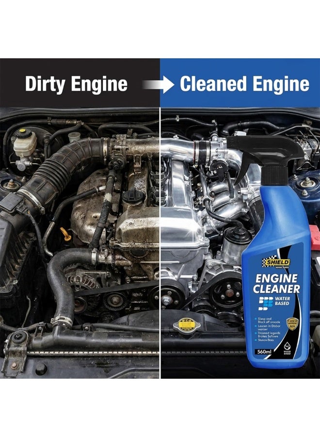 Shield Water Based Engine Cleaner Solvent Free Degreaser Powerful Engine Bay Cleaner Safe On Rubber Plastic Removes Grease Grime Residue Free Auto Engine Cleaning Spray 500ml Bottle Pack KSA - Image 2