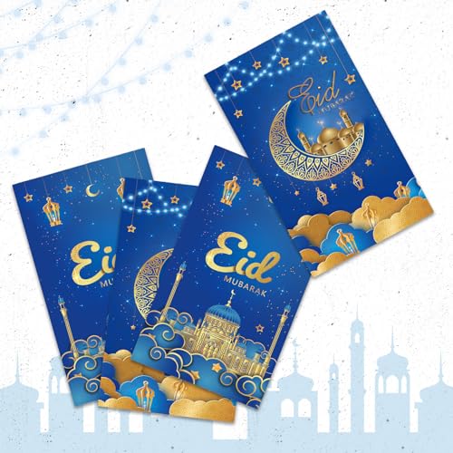 KALEFO Eid Mubarak Favor Gift Bags 24PCS Ramadan Muslim Supplies Goodie Treat BagTable Decorations for Party Birthday Blue - Image 2